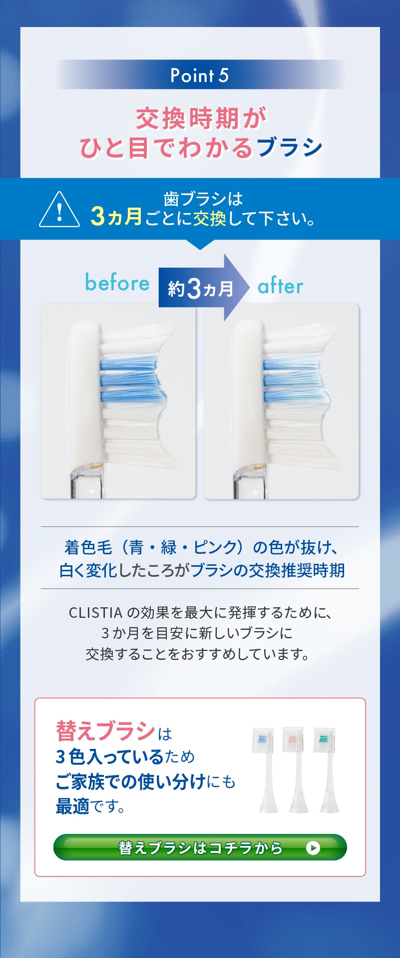 ホワイトエッセンス 電動歯ブラシ クリスティア 替えブラシ 3個入り