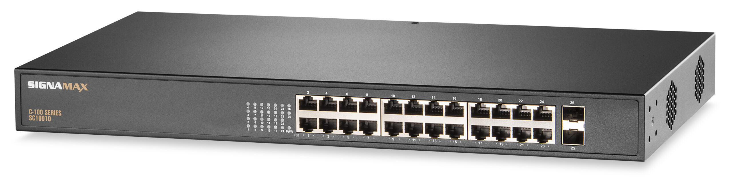 C-100 24 Port Gigabit PoE+ Switch - Signamax