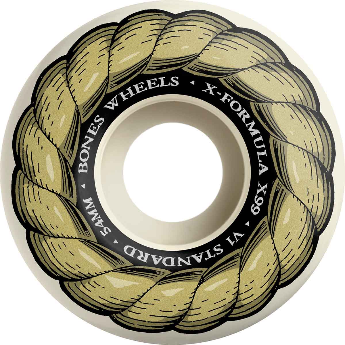 Bones X-Formula V1 Standard Skateboard Wheels - White/Gold 54mm