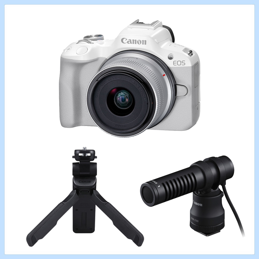 動画撮影セット・マイク付き】EOS R50（ホワイト）・RF-S18-45 IS STM