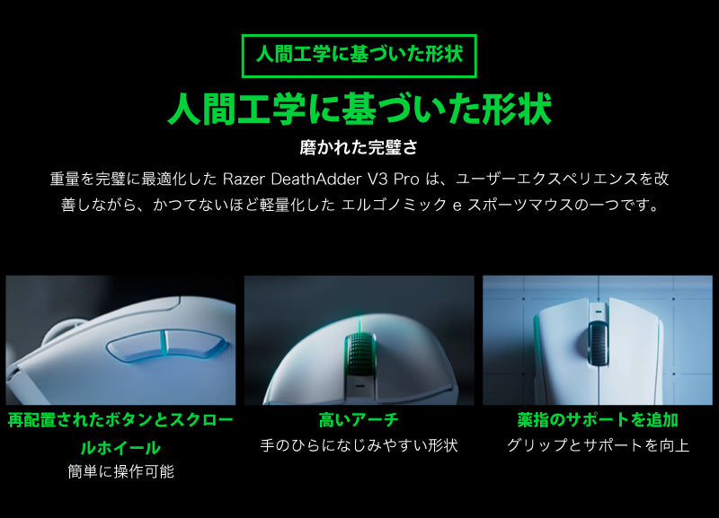 Razer DeathAdder V3 Pro: 最軽量エルゴノミック eスポーツマウスで