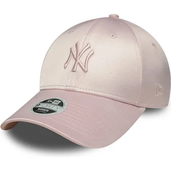 New Era Curved Brim Women 9FORTY Linen New York Yankees MLB Pink