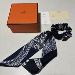 ◉ゆうきママ様専用HERMES シルク ヘアゴム ネイビー - メルカリ