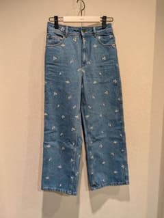 極美品 セザンヌ SÉZANE 花刺繍 ワイドデニム Le Crop 36 - メルカリ
