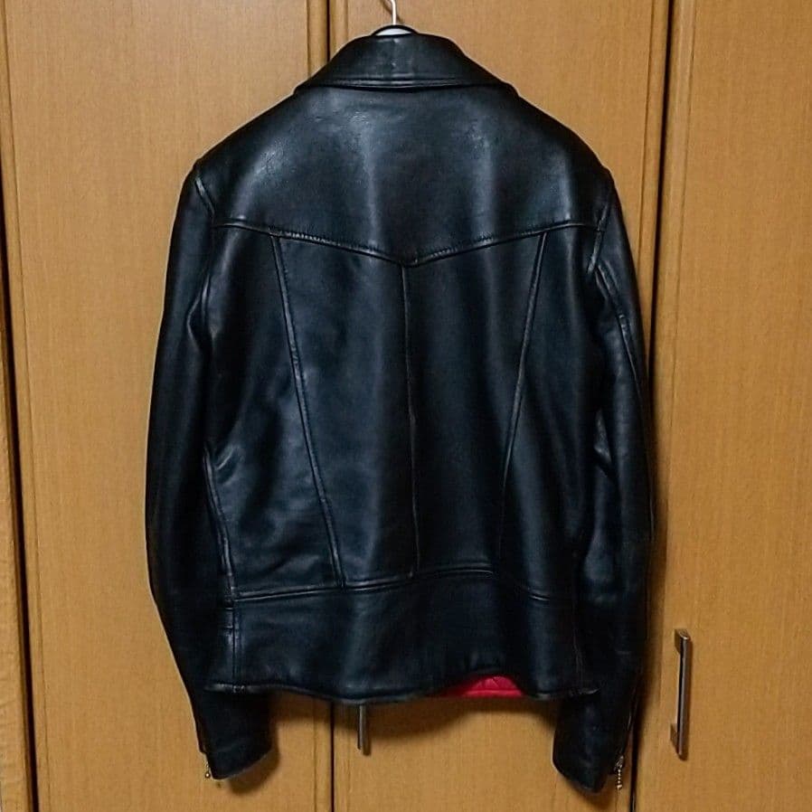 666 トリプルシックス ダブルライダースジャケット 34 初期タグ 黒