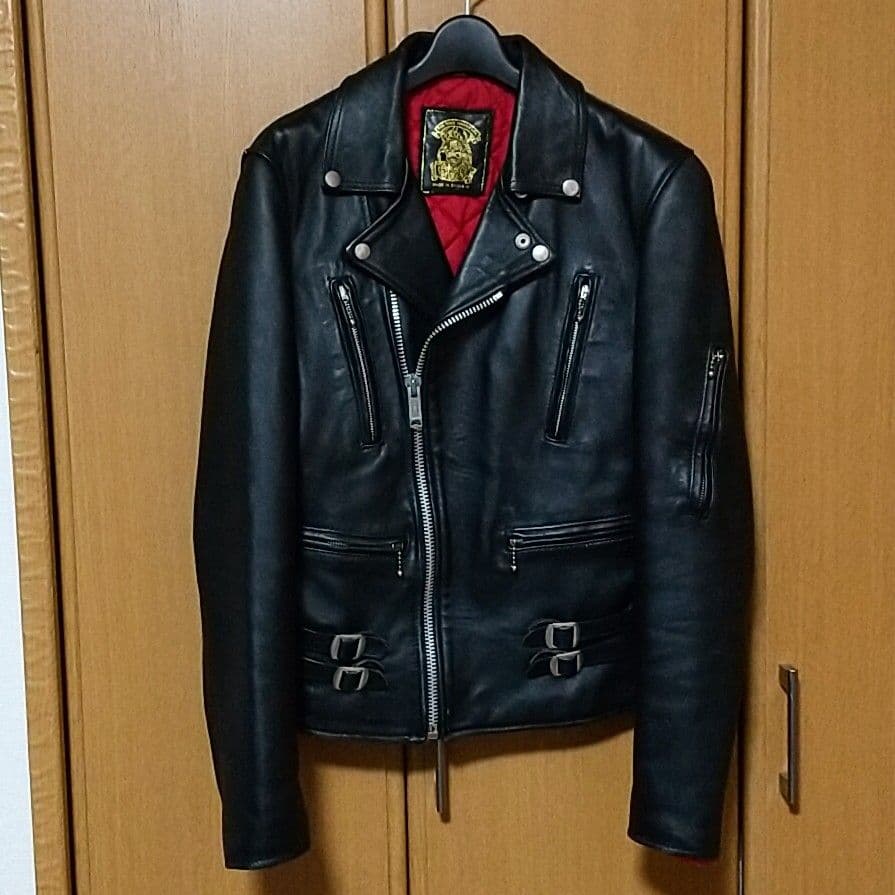 666 トリプルシックス ダブルライダースジャケット 34 初期タグ 黒