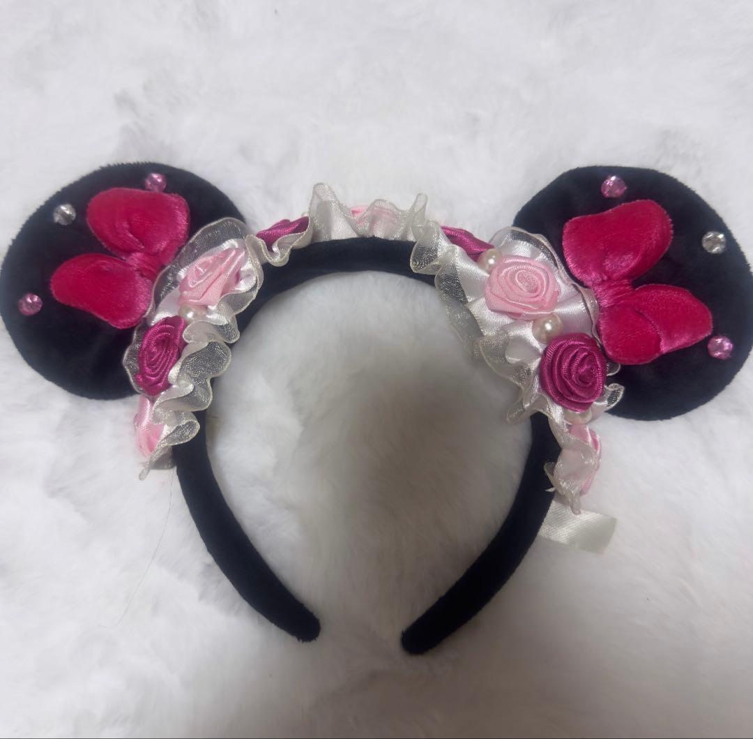 ディズニーミニーマウス ピンクカチューシャ ✩ ディズニー ミニーマウス カチューシャ ぬいぐるみ付き ピンク
