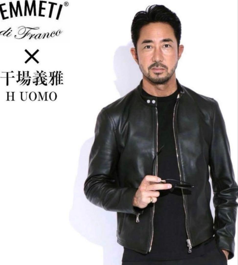 EMMETI ブラック レザー シングルライダースジャケット EMMETI（エンメティ） EMMETI ／ ラムナッパレザーシングルライダース