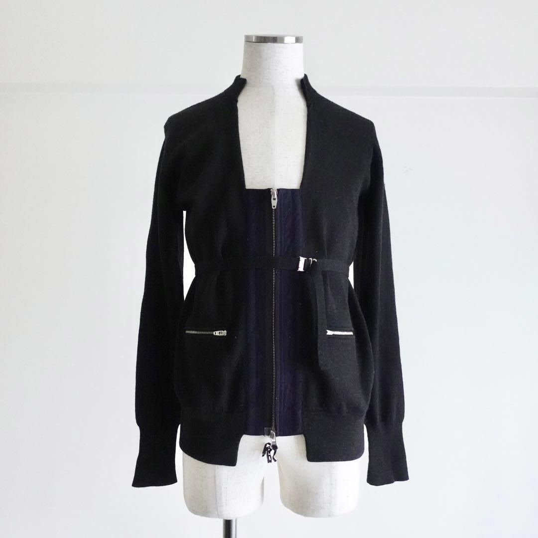 TOGA PULLA ウール　ベルテッドニットジャケット　ブラック　トーガプルラ TOGA PULLA ウール ベルテッドニットジャケット ブラック トーガプルラ