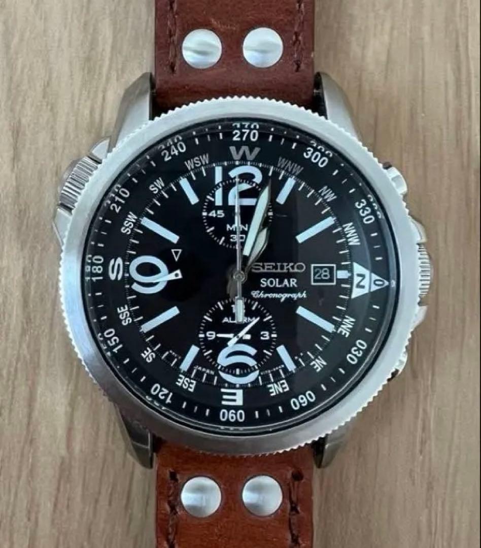 セイコー ソーラー腕時計 ミリタリーパイロット クロノグラフ 逆輸入品 SEIKO（セイコー） 逆輸入 クロノグラフ SND495 : neelセレクト