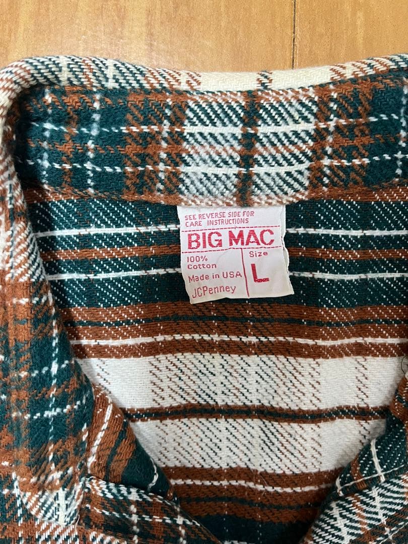 BIG MAC ネルシャツ　70s 70s BIG MAC L/S ネルシャツ USA製 Size L コットンシャツ ビッグマッ