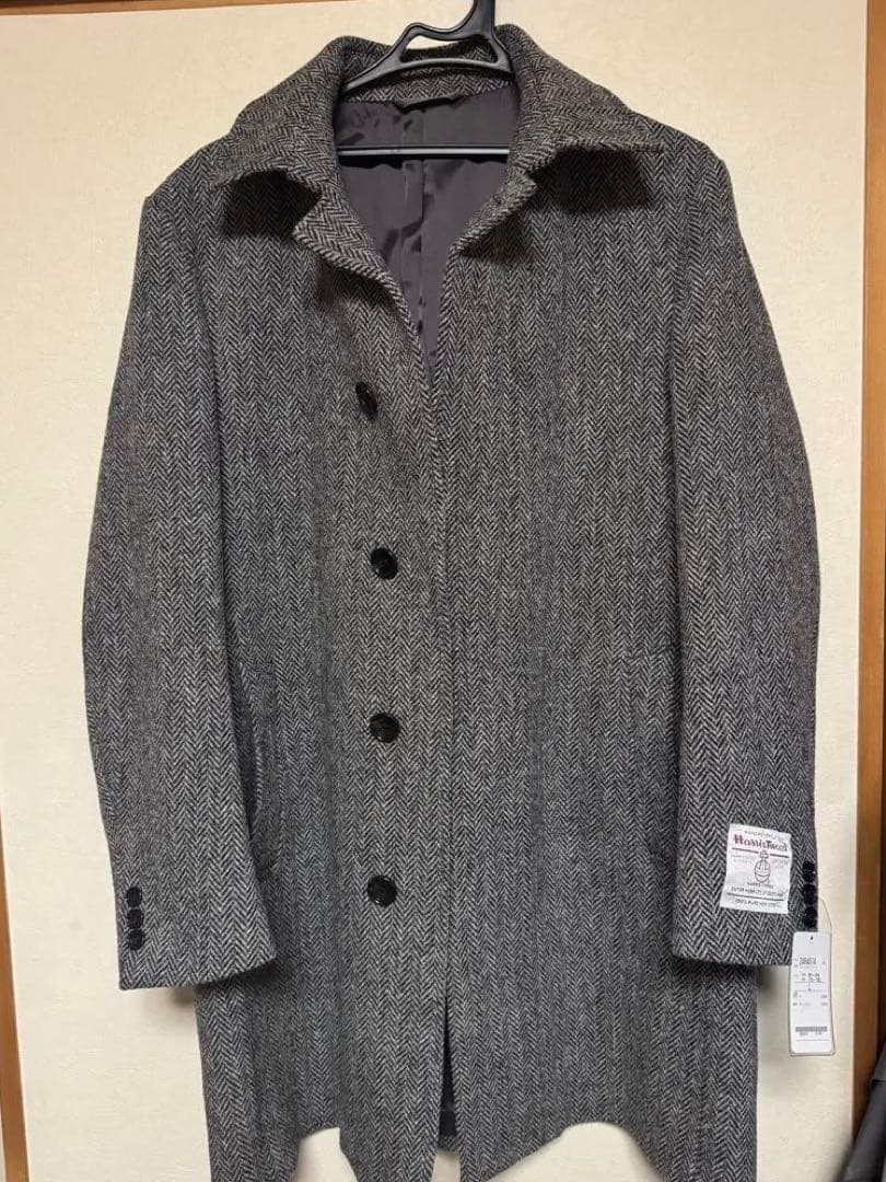 未使用　ハリスツイード コート harris tweed HARRIS TWEED（ハリスツイード） コート 新品 秋冬 英国 灰グレー茶