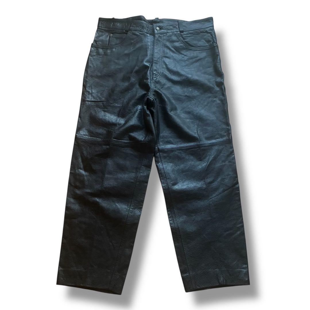【週末限定セール！】本革 バギーパンツ レザーパンツ VINTAGE 予約]ヴィンテージレザーバギーパンツ/black – Lumier