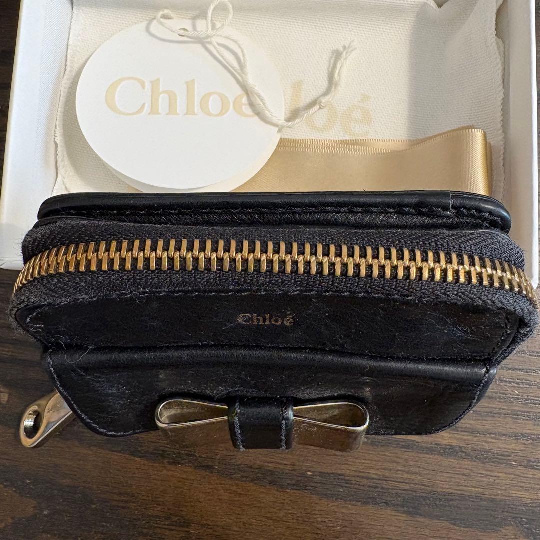 Chloé ブラックレザー 二つ折り財布 - メルカリ