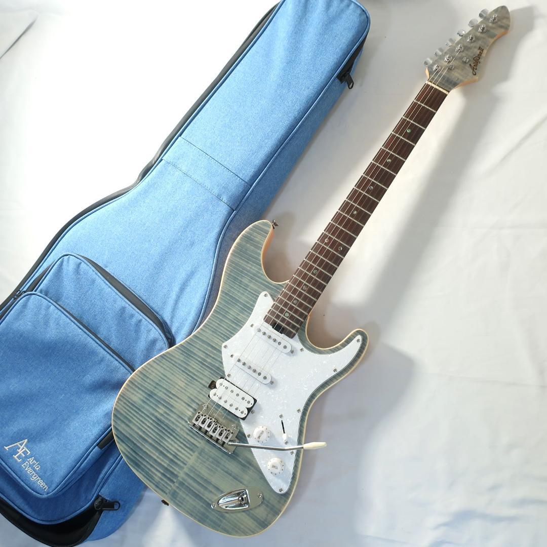 美品 AriaProII 714-AE200 エレキギター ギグバッグ付 ブルー Aria Proll AriaProII 714-AE200 LRBL Lorelei Blue アリアプロツー