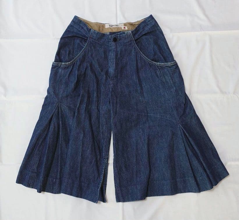 希少 KAPITAL デニムパンツ コットン リネン ガウチョパンツ 1 ガウチョパンツ ワンウォッシュデニム | パンツ9ブタケ | 【公式】D*g