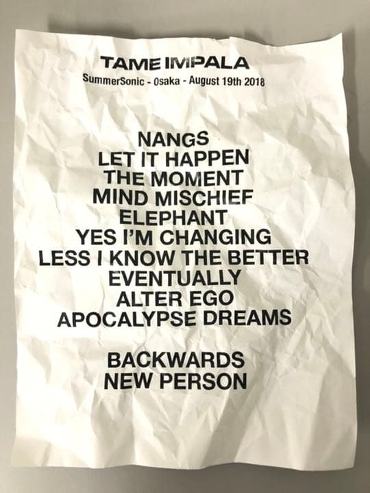 ✨Tame Impala Summer Sonic 2018 大阪✨　oasis SUMMER SONIC 2018