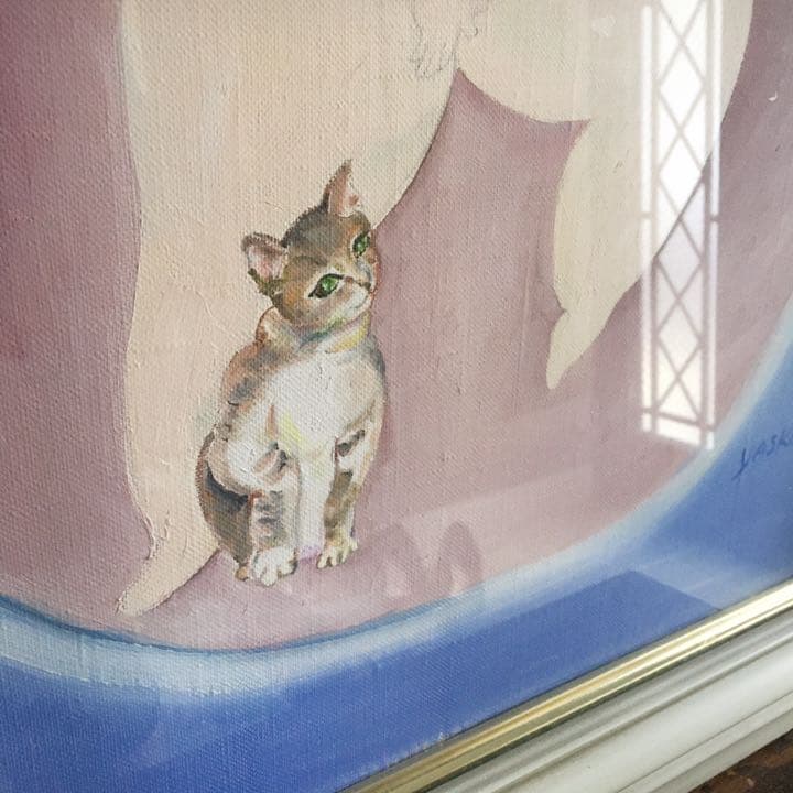 長嶺ヤス子 猫 油絵 額付 美品 - メルカリ