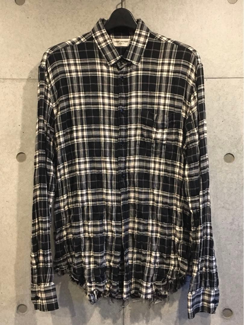 SAINT LAURENT サンローラン エディ期 チェックネルシャツ