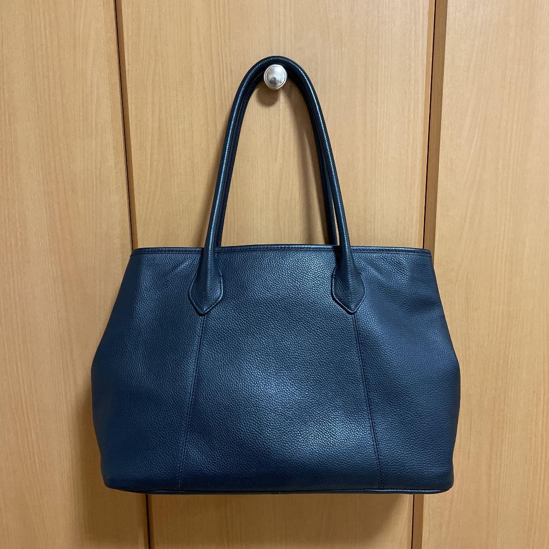 BARNEYS NEW YORK レザートートバッグM ネイビー BARNEYS YORK レザー
