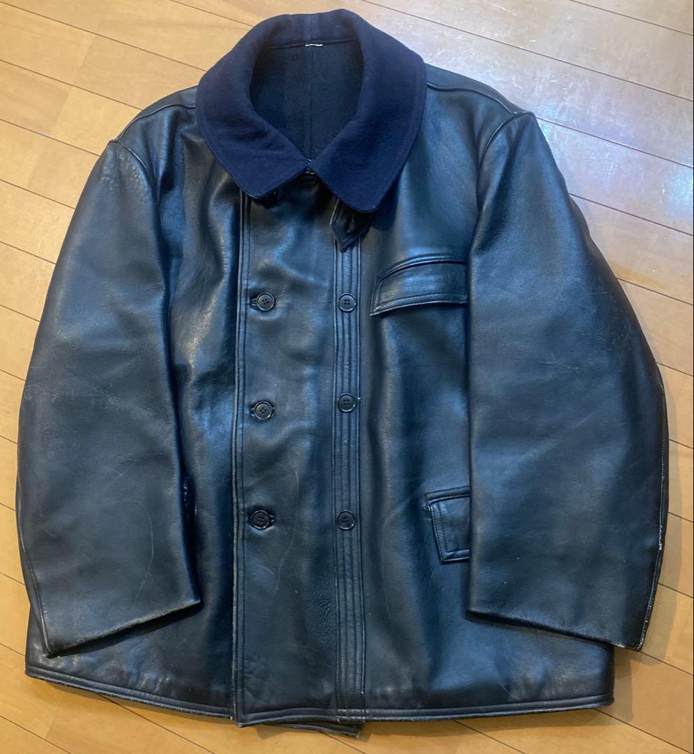 猫*様 50s〜 コルビジェジャケット ウール襟 フレンチ vintage 50's】French Vintage Le Corbusier Leather Work Jacket 