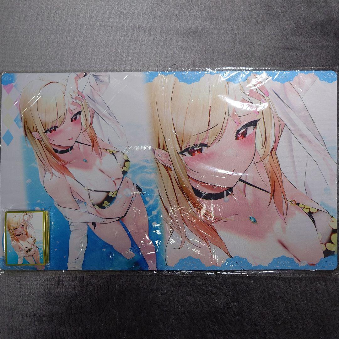 α2 着せ恋 ビキニ&舌&水しぶき 喜多川海夢 スリーブ&プレイマット 着せ恋」水着姿の喜多川海夢手のひらサイズフィギュア、はにかむ笑顔も