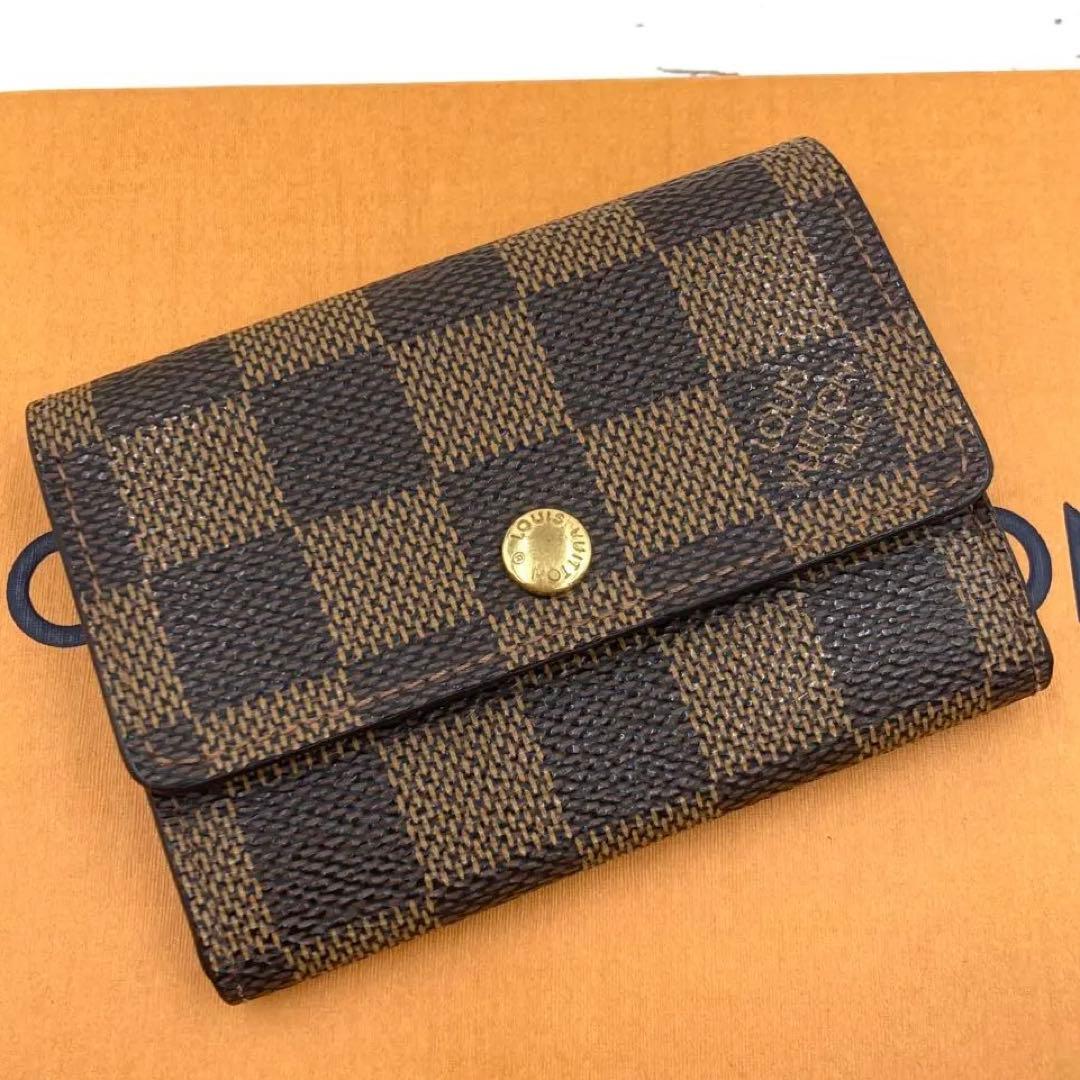【美品】ルイヴィトン ダミエ ケース ポルトモネプラ エベヌ N61930 ▽ルイヴィトン ポルト モネ・プラ N61930 ダミエ・エベヌ コイン