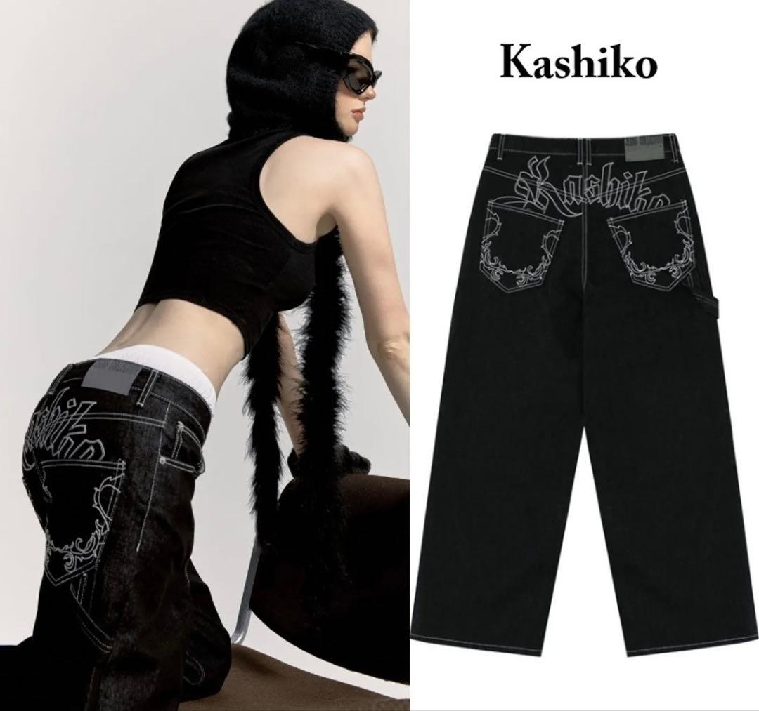 カシコ kashiko デニム　Sサイズ　シズニルック　韓国　韓国ブランド kashiko カシコ デニム ジーンズ シズニルック 韓国 黒 - メルカリ