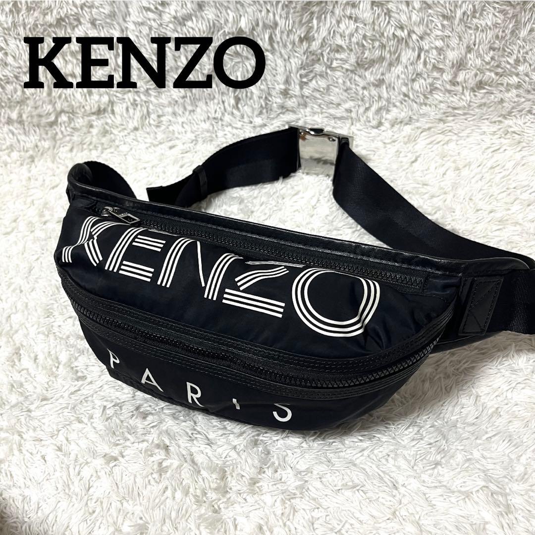 ✨入手困難✨ケンゾー KENZO ボディバッグ ウエストポーチ 黒 シルバー金具 ケンゾー KENZO バッグ ウエストバッグ ベルトバッグ ウエストポーチ