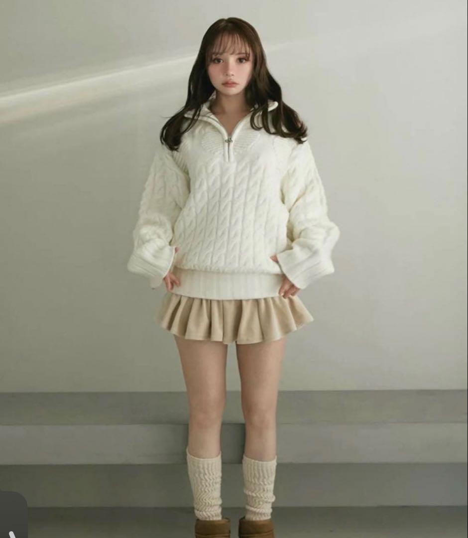 andmary Heart loose knit white 本当に 安い 通販