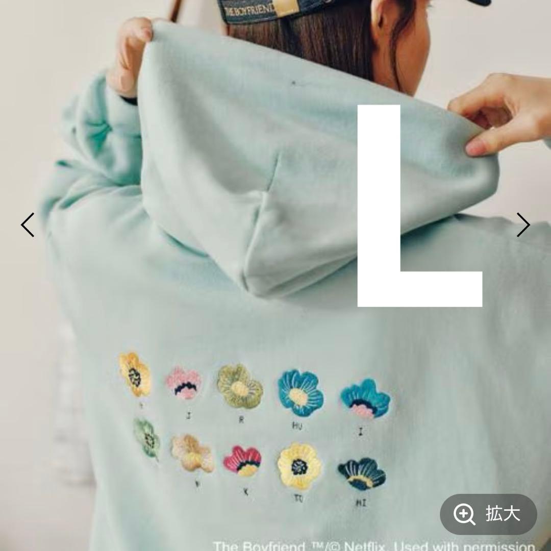 L ボーイフレンド ニコアンド コラボ フラワープルオーバーフーディー