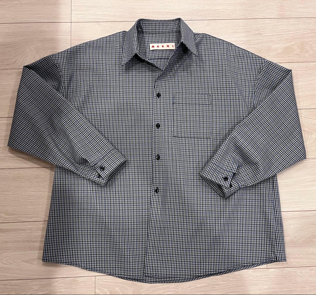 MARNI マルニ ポリエステルウールチェックシャツ 46