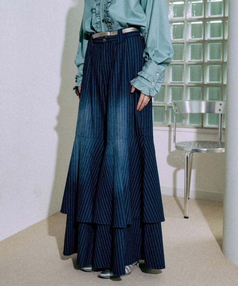 な*さ様 seyto サイズ1 / ストライプレイヤードデニムフレアデニムパンツ seyto（セイト）の「Stripe layered flare denim pants / ストライプ