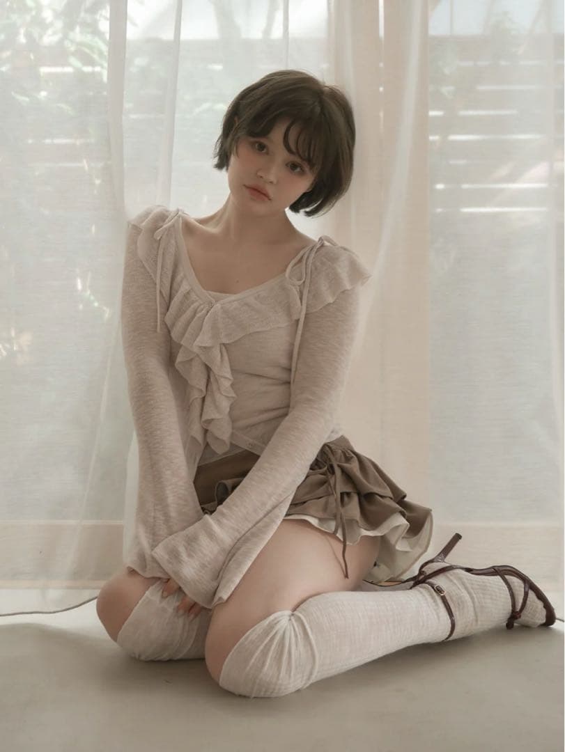 トップス andmary Fiona ruffle tops Fiona ruffle tops color pink/black ¥12,100-tax in 清涼感のある