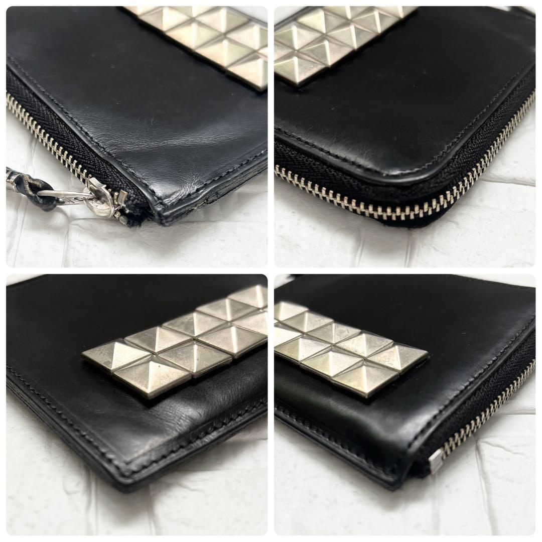 コムデギャルソン L字型財布 スタッズ レザー 黒 ユニセックス Wallet