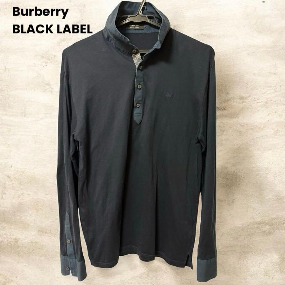 Burberry BLACK LABEL 黒ポロシャツ 長袖 サイズ3 - メルカリ