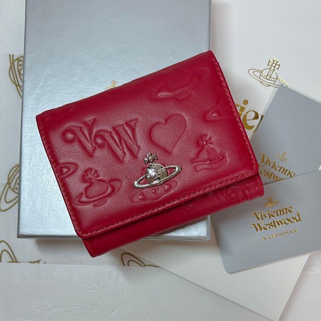 ショッパー付】Vivienne Westwood 3つ折り財布 レッド マット - メルカリ