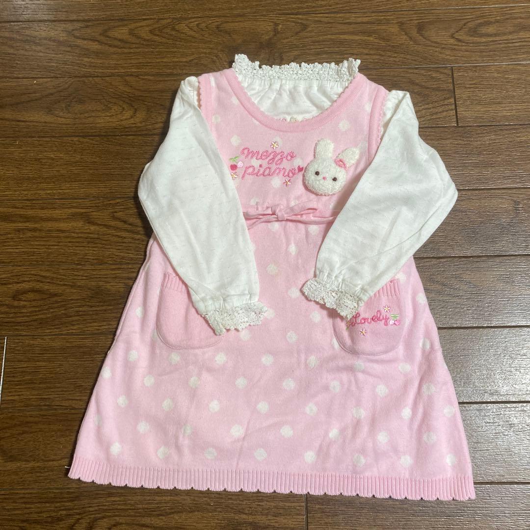 mezzo piano 95cm ピンクドットワンピース mezzo piano 95cm ピンクドットワンピース mezzo mezzo piano 95cm