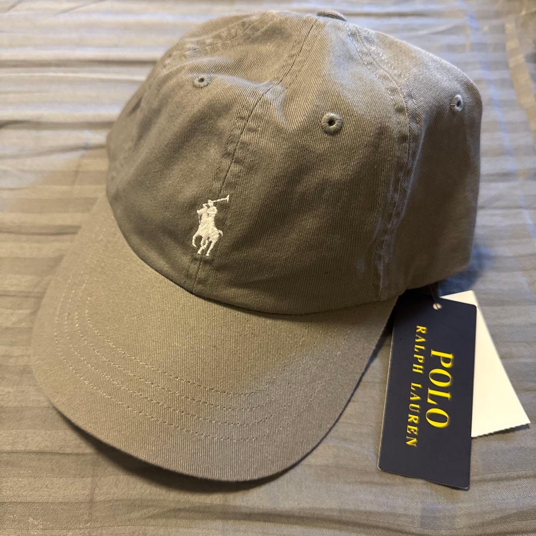 ポロラルフローレン　キャップ　新品　グレーxホワイトロゴ POLO R.LAUREN] ラルフローレン キャップ ロゴ フリース グレー (POLO