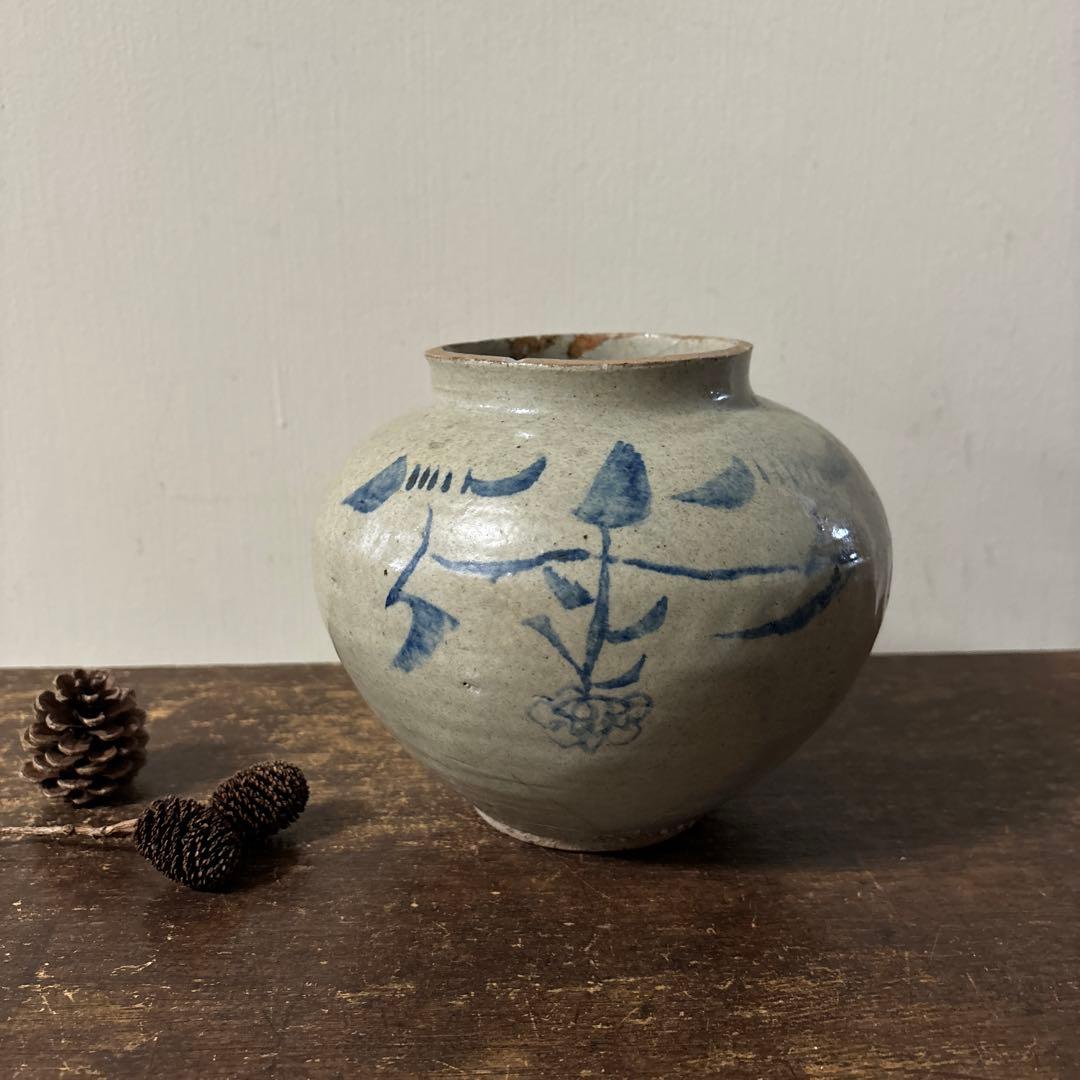 李朝壷 白磁 丸壷 塩笥壺 韓国オンギ.骨董品.スッカラ.アンティーク