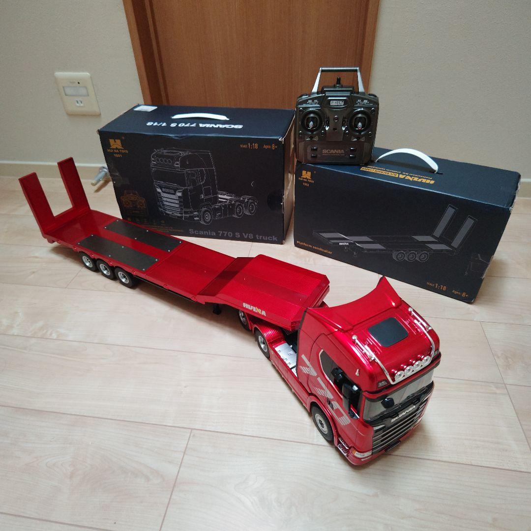 HUINA1/18スカニア台車セット Amazon | NZG 1/18 SCANIA V8 730S ホワイト + Lohr car transporter