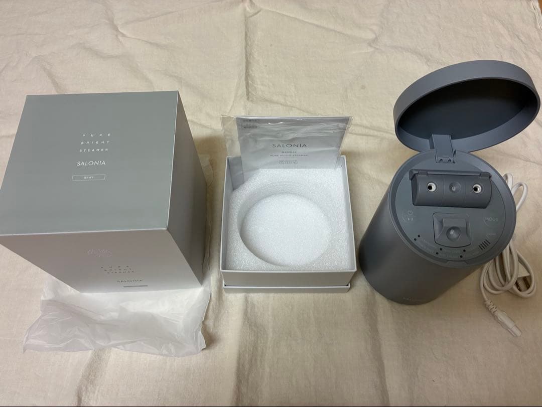 SALONIA サロニア　ピュアブライト 美顔器 フェイススチーマー グレー Amazon.co.jp: SALONIA サロニア ピュアブライト スチーマー 美顔器