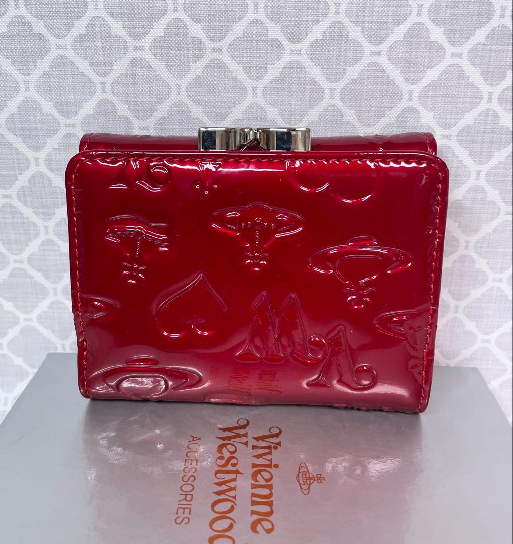 内側に素敵な柄あり✨️】Vivienne Westwood 3折財布 赤エナメル