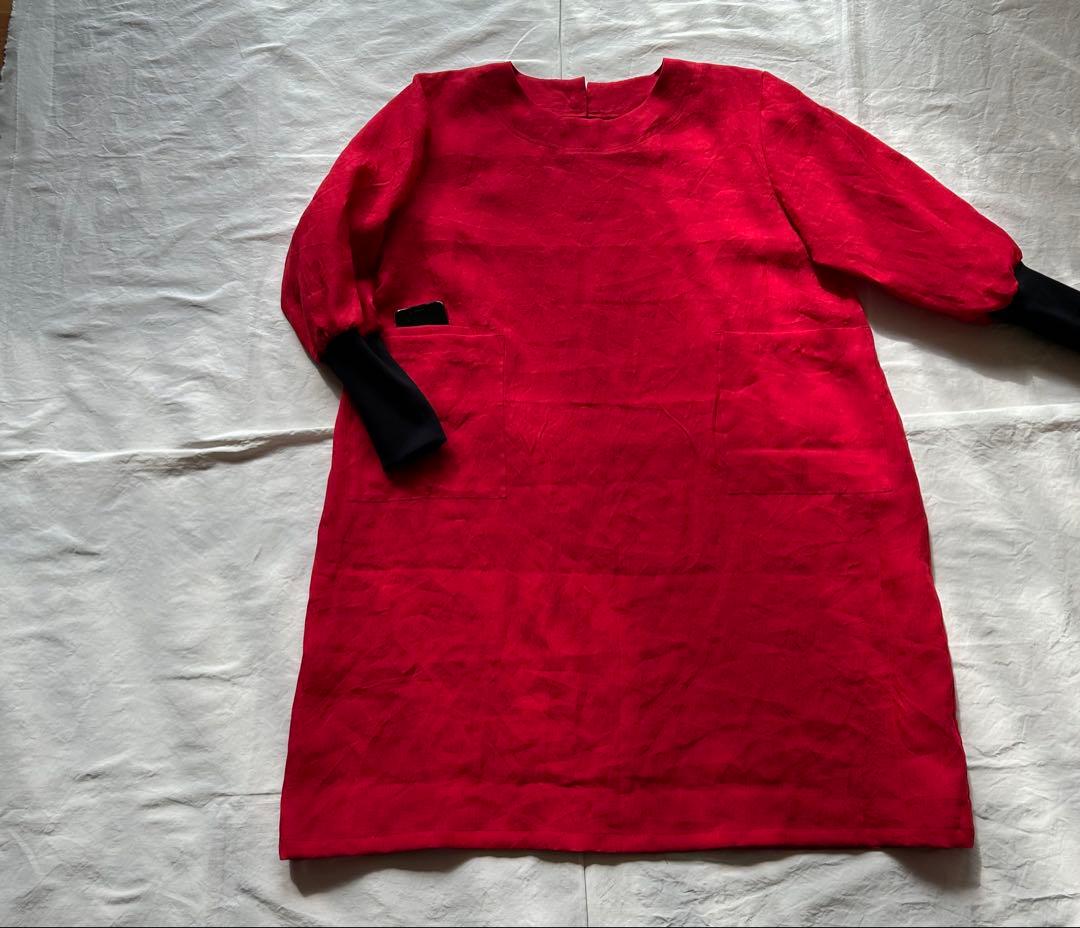 なないろ（プロフ必須） 様専用ページ】linen ＊リブ袖口かっぽう着ワンピ