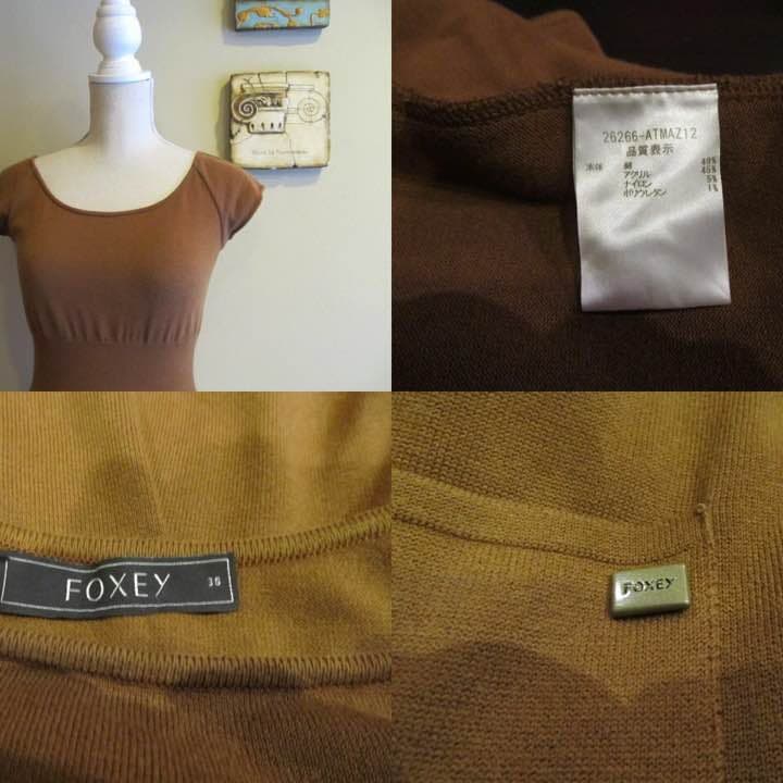 現行タグ フォクシー FOXEY ロゴプレート付ニットワンピース38 - メルカリ