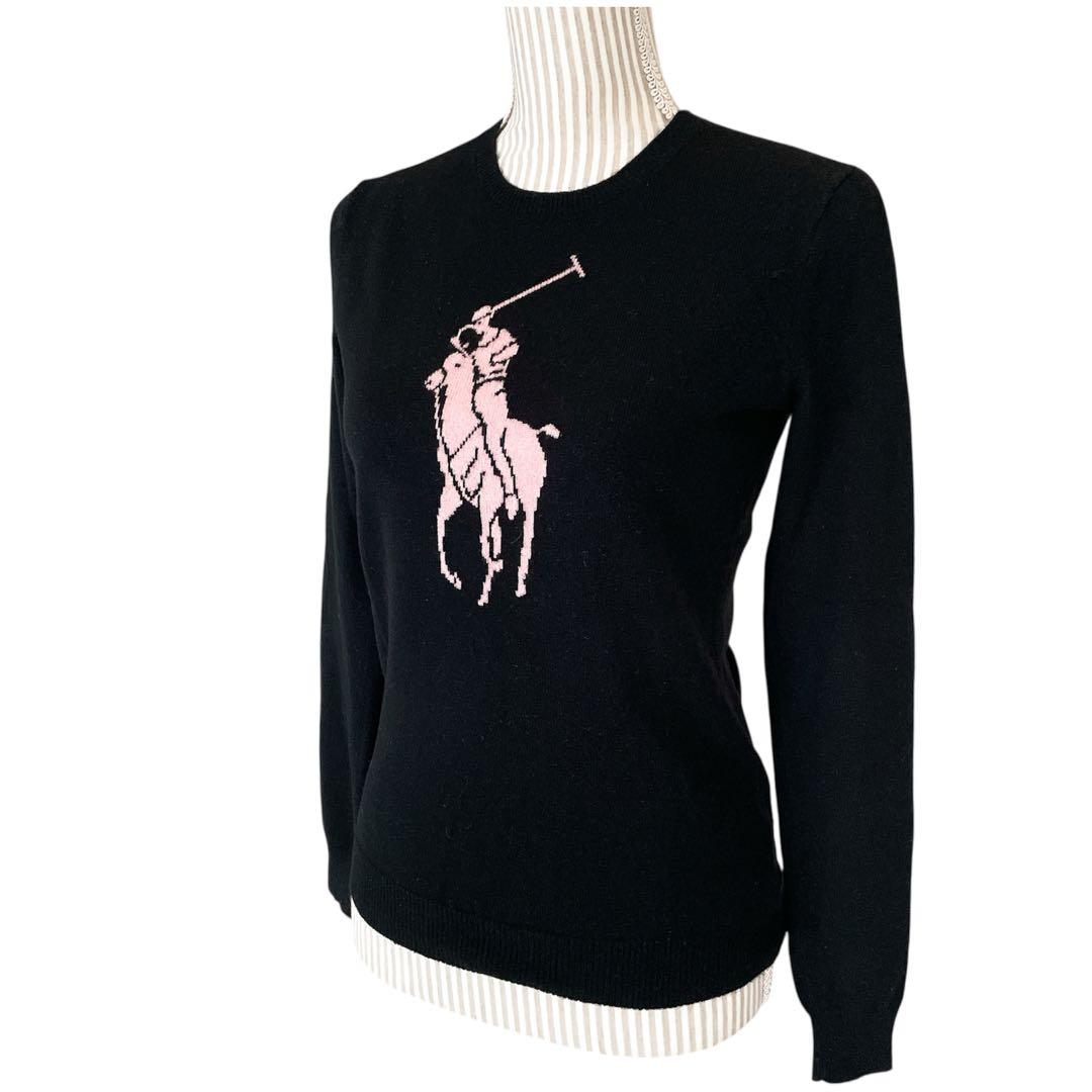 極美品✨ラルフローレン 黒タグ カシミヤ100% ビッグポニー ニット M