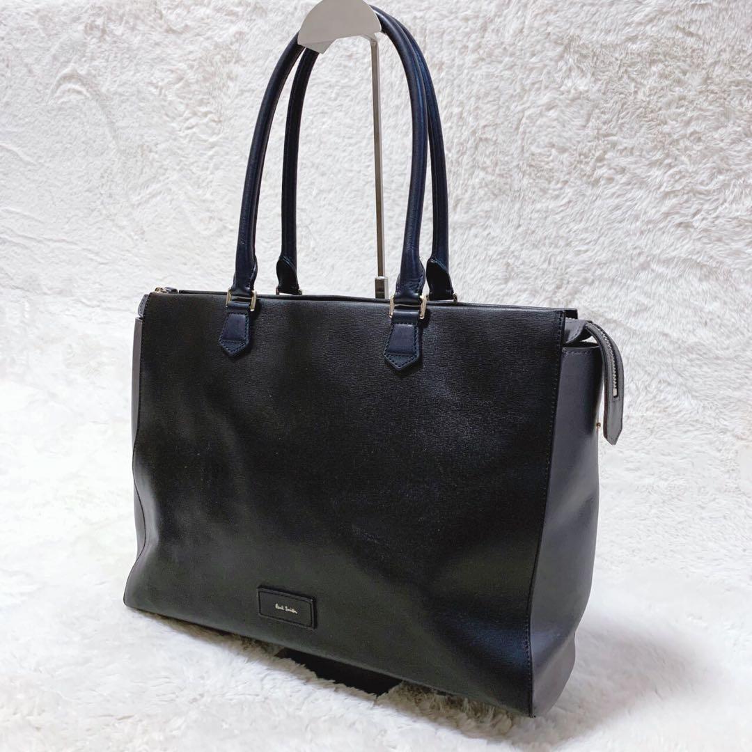 美品 ポールスミス トートバッグ 大容量 ブラック 肩掛け A4可 PVCレザー Paul Smith（ポール・スミス） トートバッグ A4 大きめ ビジネス