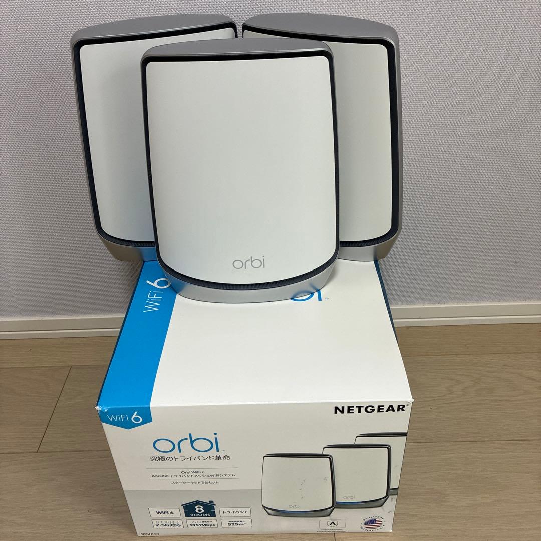 NETGEAR Orbi WiFi 6 メッシュAX6000 3台セット　超美品 Amazon | NETGEAR Orbi WiFi6 AX6000 メッシュWiFi 3台セット 無線LAN