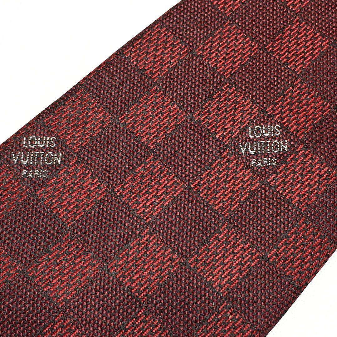 未使用級 ルイヴィトン Louis Vuitton ネクタイ レッド ダミエ - メルカリ