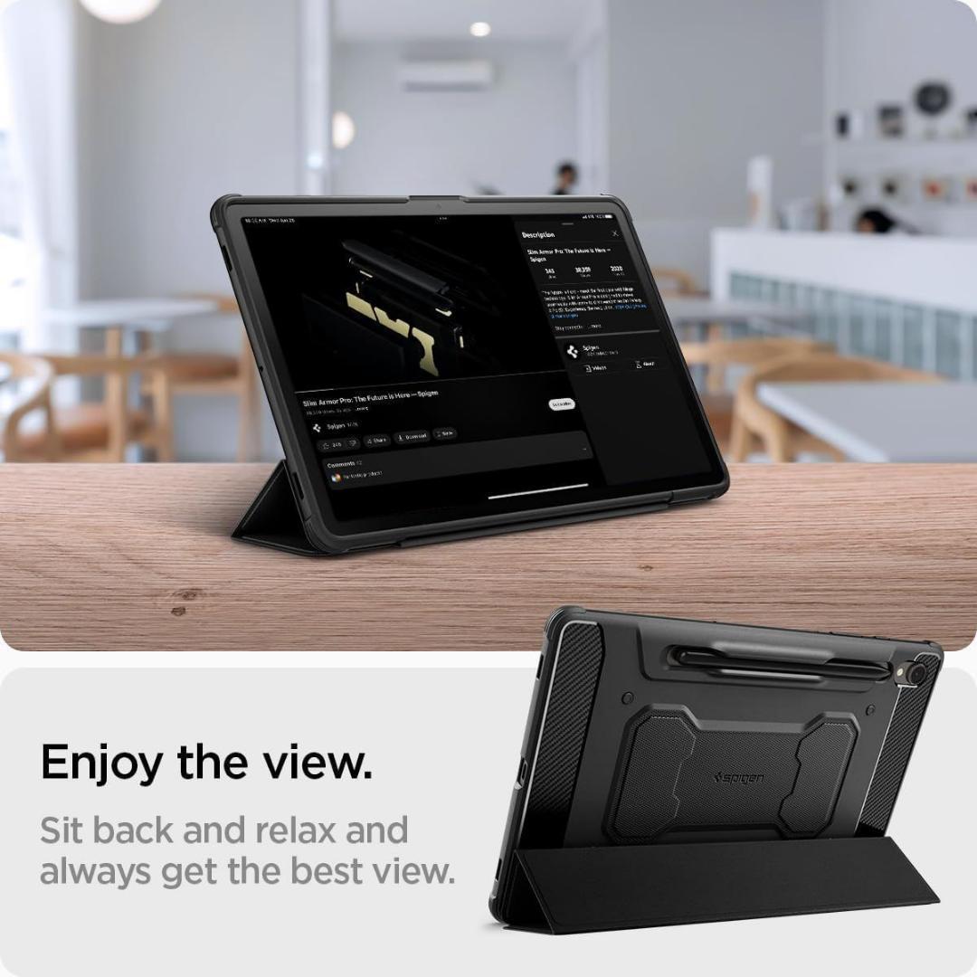 Spigen Galaxy Tab S9 ケース カバー 衝撃吸収 耐衝撃 スタ